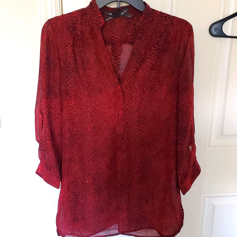Red and black sheer shirt